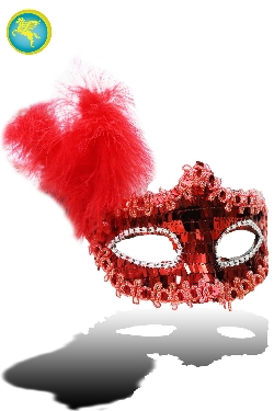 MASCHERA PAILLETTES LUSSO ROSSA 